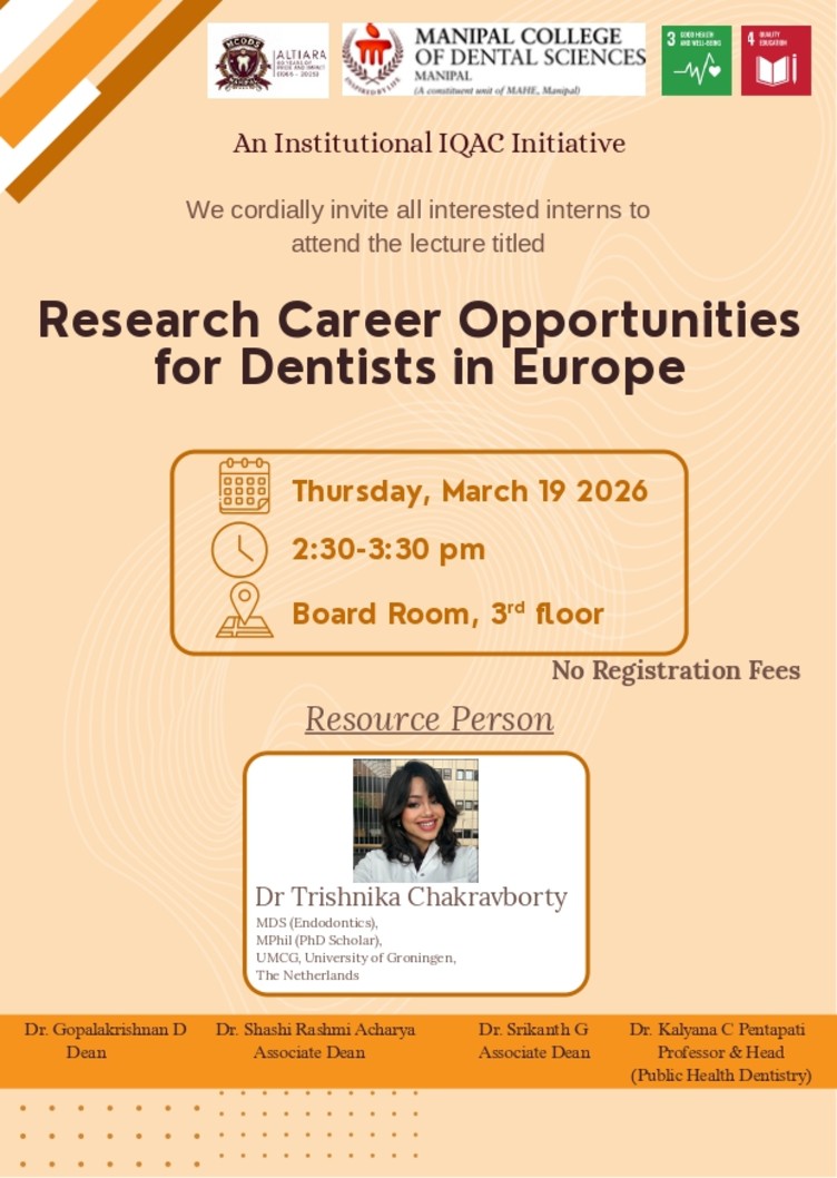 Research Career Opportunities for Dentists in Europe 